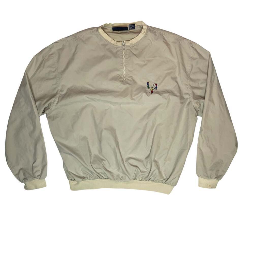 Pivot Rules Golf Pullover Windbreaker 1/4 Zip Cream XL Vintage